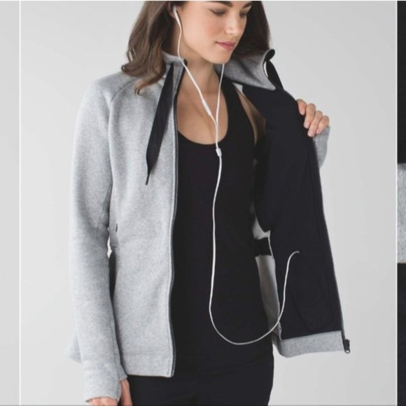 Lululemon &go Take-Off Fleece Heathered Medium Grey missing drawstring - Picture 6 of 16